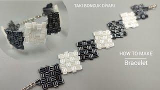 Zarif boru boncuk bileklik yapımı.Elegant beaded bracelet diy. Jewelry making tutorial Bugle beads