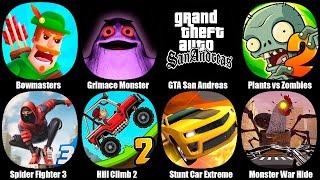 BowmastersGrimace Monster Scary SurvivalGTA San AndreasPlants vs Zombies 2Spider Fighter 3