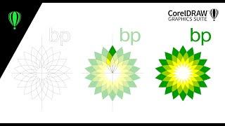 CorelDRAW tutorial - how to draw BP logo sunflower - one of the most expensive logos in the world