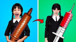 Wednesday Addams Surviving Every Job  Crazy Challenge and Funny Moments