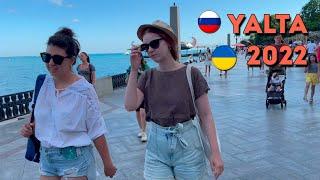 Yalta embankment street walk summer 2022. Crimea RussiaUkraine.