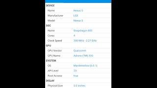 Android Phone CPU SoC Ram Storage etc.. information
