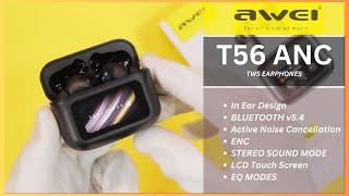 AWEI T56 ANC Earbuds  LCD Screen ANC+ENC & BT v5.4