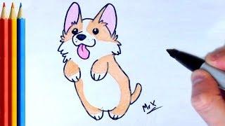 fast-version How to Draw Corgi Dog  Puppy - Step by Step Tutorial For Kids