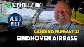 POV Cockpit Landing Boeing 737 at Eindhoven  Runway 21  Vliegpiet  Full ATC audio