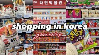 shopping in korea vlog  supermarket food haul with prices  ramyun museum snacks & more