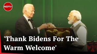 PM Modis US Visit  PM Modi Joe Biden Raise Toast At State Dinner In White House