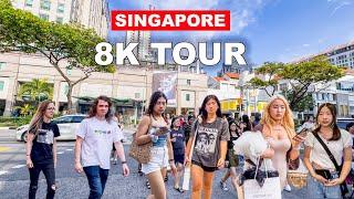Singapore City Walking Tour in 8K  Guoco Midtown  Bugis Street  Civil District  Marina Bay 