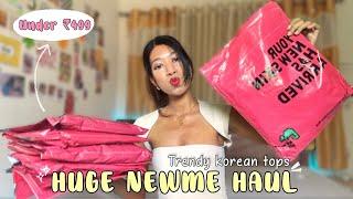 Huge Newme tryon haul   NEWME Korean Top review under ₹599 bodysuits tshirt bow tops