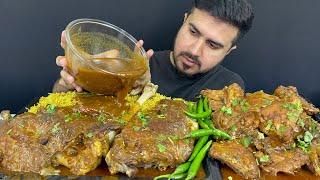 ASMR EATING SPICY MUTTON LEGS CURRY+CHICKEN THAI CURRY WITH MASALA RICE+EXTRA GRAVY+GREEN CHILLI