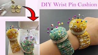  DIY Wrist Pin Cushion with Bottle cap  Pin Holder  How to Make a Wrist Pincushion  Porta-pinos