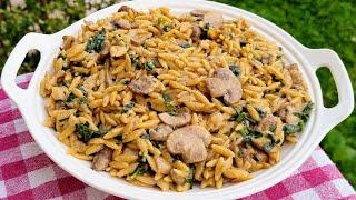 Perfect orzo pilaf with mushroom  Orzo risotto with mushroom  Best pilaf recipe