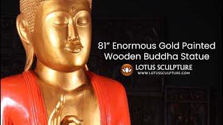 81  Gold Painted Wood Buddha Statue www.lotussculpture.com