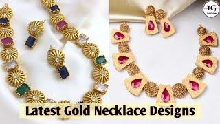 Latest Gold Necklace DesignsGold Necklace Design Pictures Gold Jewellery Designs #gold