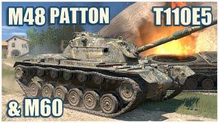 T110E5 M48 Patton & M60 • WoT Blitz Gameplay