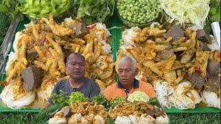 ขนมจีนน้ํายาตรีนนนนนไก่ คนละโลกับพี่อ้ายน้ำยานัวๆ  อิแอบแซบ