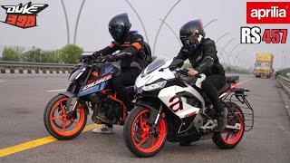 Aprilia RS457 VS 2024 Duke 390  First Top End Race on YouTube