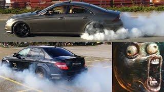 Mercedes C63 AMG vs Mercedes CLS 55 AMG - 0-200 Acceleration Sound compare Onboard Autobahn