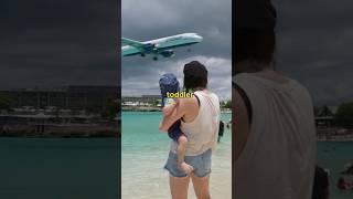 WOW Planes fly right over us at beach ️️ #familytravel