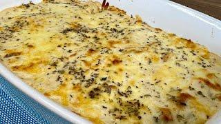 GRATINADO DE PEITO DE FRANGO COM PALMITO E MOLHO BRANCO DELICIOSO