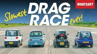 DRAG RACE Citroen Ami vs Renault Twizy & more – mini electric car battle  What Car?