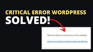 Solved There has been a critical error on this website. in WordPress using hosting cPanel or FTP