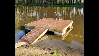 Floating Platform Swimming  Pond Dock 10 x 10 Build