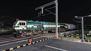 Railway Crossing Indian Train - Night view  Train Simulator 2023  New Route ECR