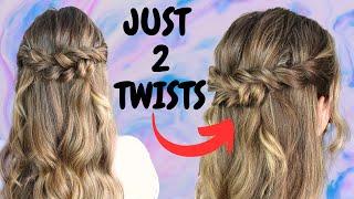 EASY half up half down hairstyle    quick twisted half up half down hair tutorial