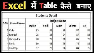 excel me table kaise banaye  How to make table in MS Excel in Hindi