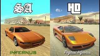 GTA San Andreas - HD Universe GTA Vehicles Sports Cars & Sedans Comparison