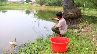 Fishing Video  Hook fishing is very simple and effective  My village fishing  Best hook trap