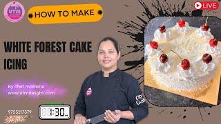 Learn to make Exotic white Forest cake icing technique 9755217379