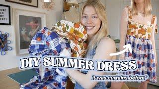 DIY a super EASY springsummer dress  very* beginner friendly w pattern  THRIFT FLIP