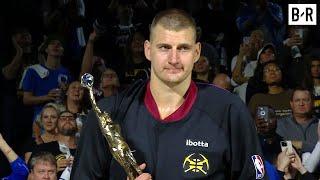 Nikola Jokić Receives the 2023-24 NBA MVP Trophy 