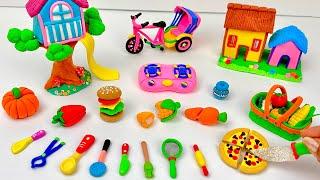 DIY How to make polymer clay miniature house kitchen set toy velcro cutting fruits and vegetables