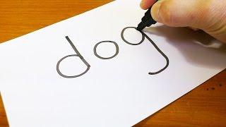 Very Easy  How to turn words DOG #2 into a Cartoon - doodling art on paper