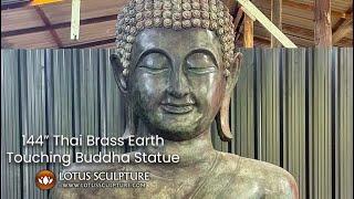 144 Giant Antique Patina Sukhothai Style Brass Buddha www.lotussculpture.com