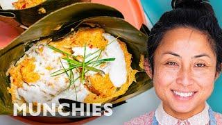 Make Amok Fish Curry Steamed In Banana Leaves