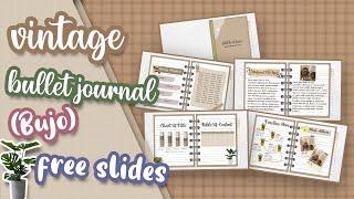 Aesthetic Vintage Bullet Journal Powerpoint Slide Design  Free Template & Font