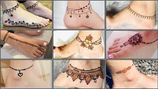 new and stylish Payal foot mehndi design  easy angle feet Mehendi design  feet design mehndi