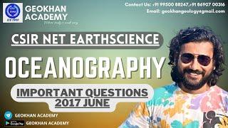 CSIR NET EARTHSCIENCE June 2017 Important MCQ on Oceanography  Geology lectures  Geokhan academy