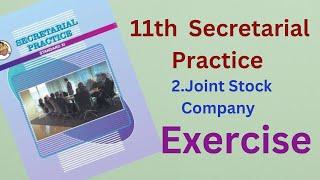 11th secretarial practice Chapter 2  Joint Stock Company  Exercise