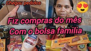 Compras do mês com bolsa familia Chegou pedidos Lavei roupas 🫧