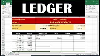 how to make excel ledger Sheet with debits and credits