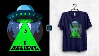 UFO T-Shirt Design for Redbubble in Photoshop Tutorial