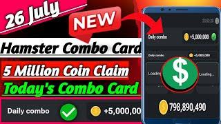 26 & 27 July Hamster Kombat Combo Card Today  5 Million Coins Claim Free  Today Combo Card Claim