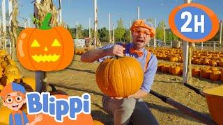 Halloween With Blippi At A Pumpkin Farm  Educational Videos for Kids