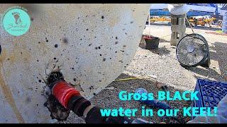 BLACK water Trapped in our Fibreglass KEEL S2 E64 Barefoot Sail and Dive