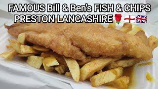 We try out the famous Bill & Bens Fish & Chips Preston Lancashire UK. British food.